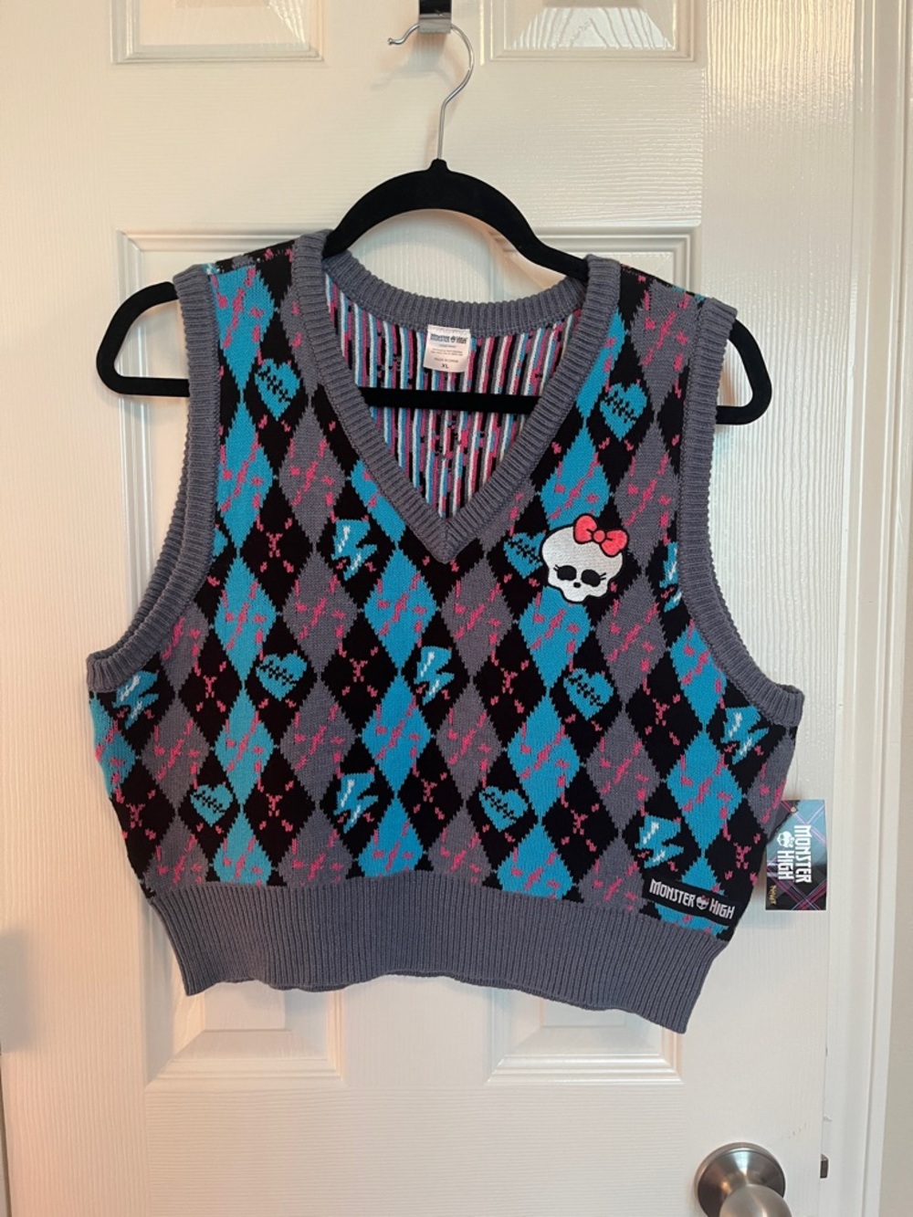 NWT Monster High Frankie Stein Argyle Sweater Vest - Picture 2 of 9